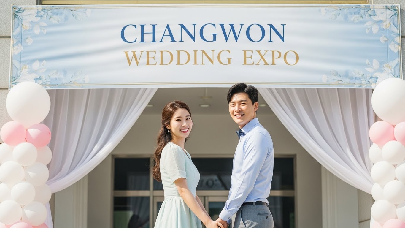 강릉 신혼여행&혼수박람회 행사장 내부 전경 및 참관객 모습